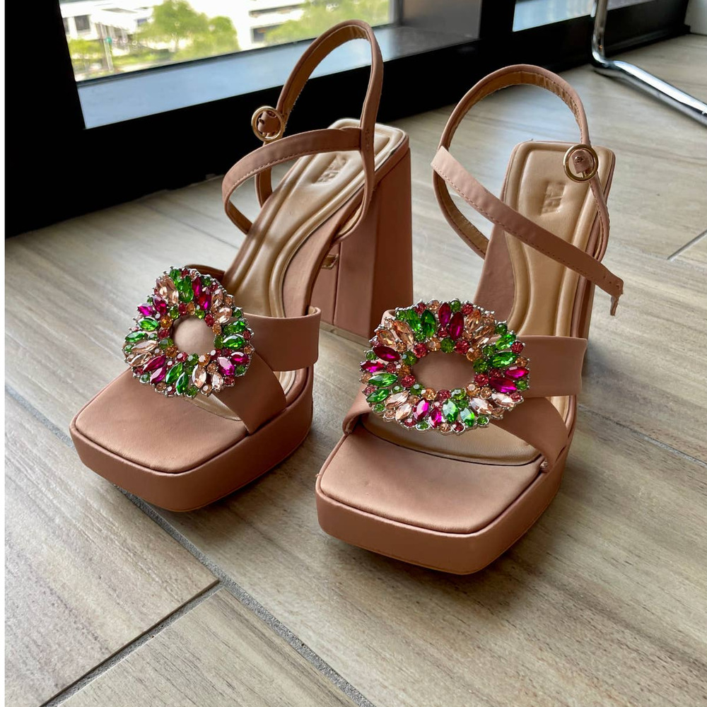 Zara Rhinestone Platform Heels